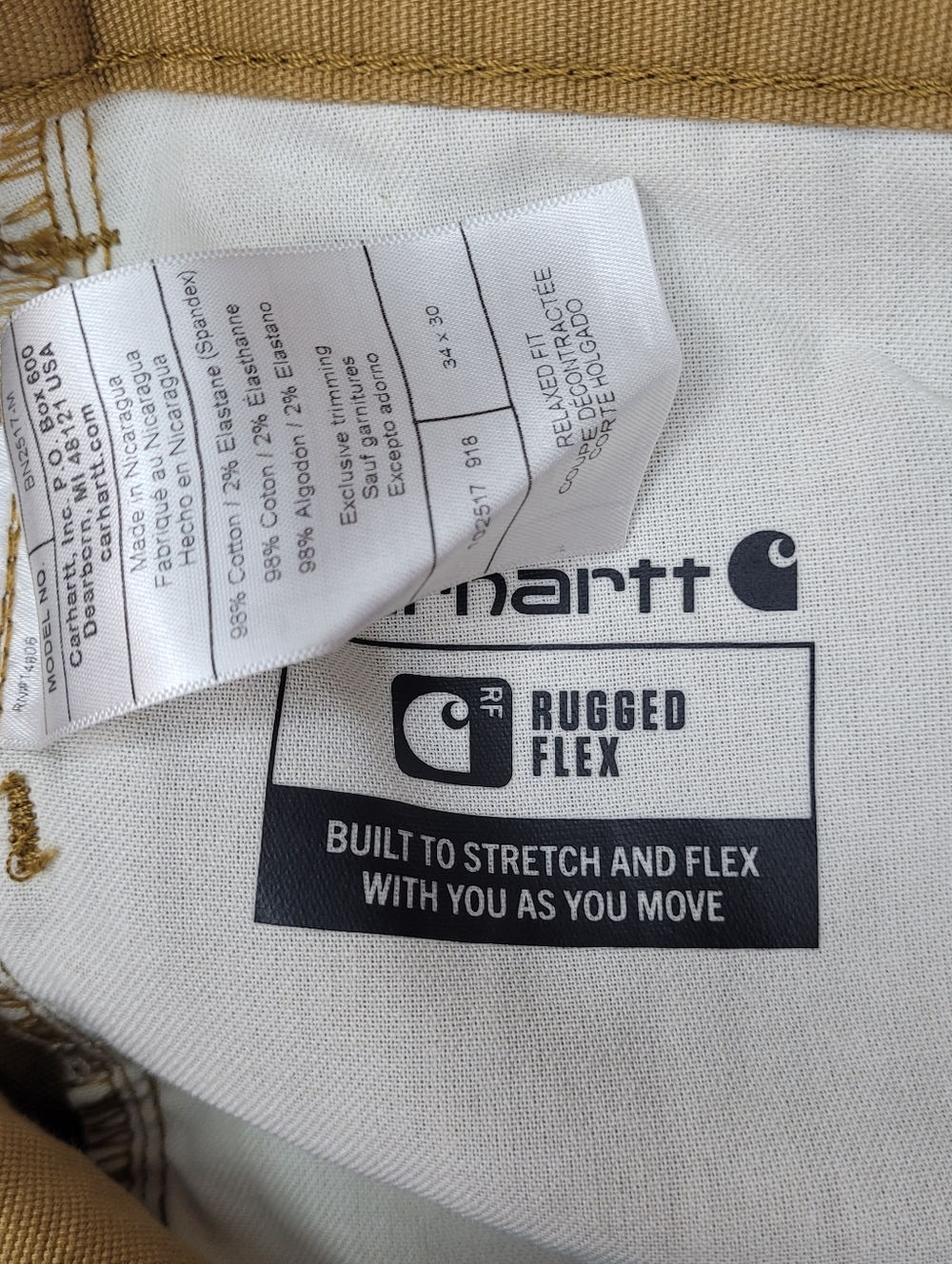 Carhartt Rugged Flex Relaxed Fit Canvas 5-Pocket Utility Work Pants 34x30 - Picture 7 of 7
